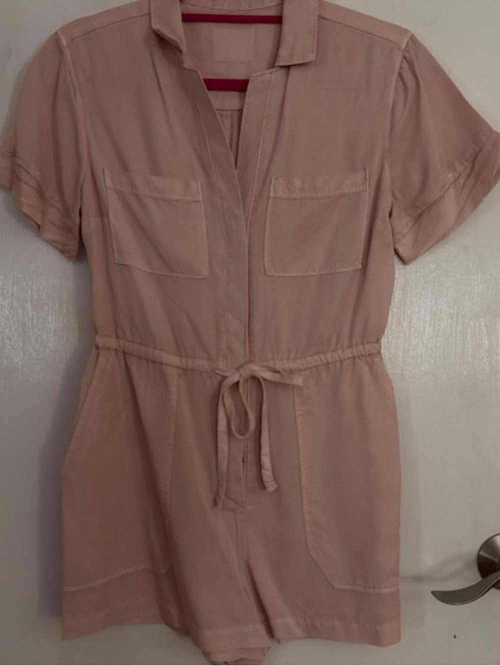 Abercrombie & Fitch Pink Short-Sleeve Romper